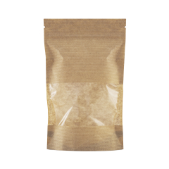 фото Пакет дой-пак крафт с окошком 70 мм, с замком zip-lock, 11x18,5 см 25 шт
